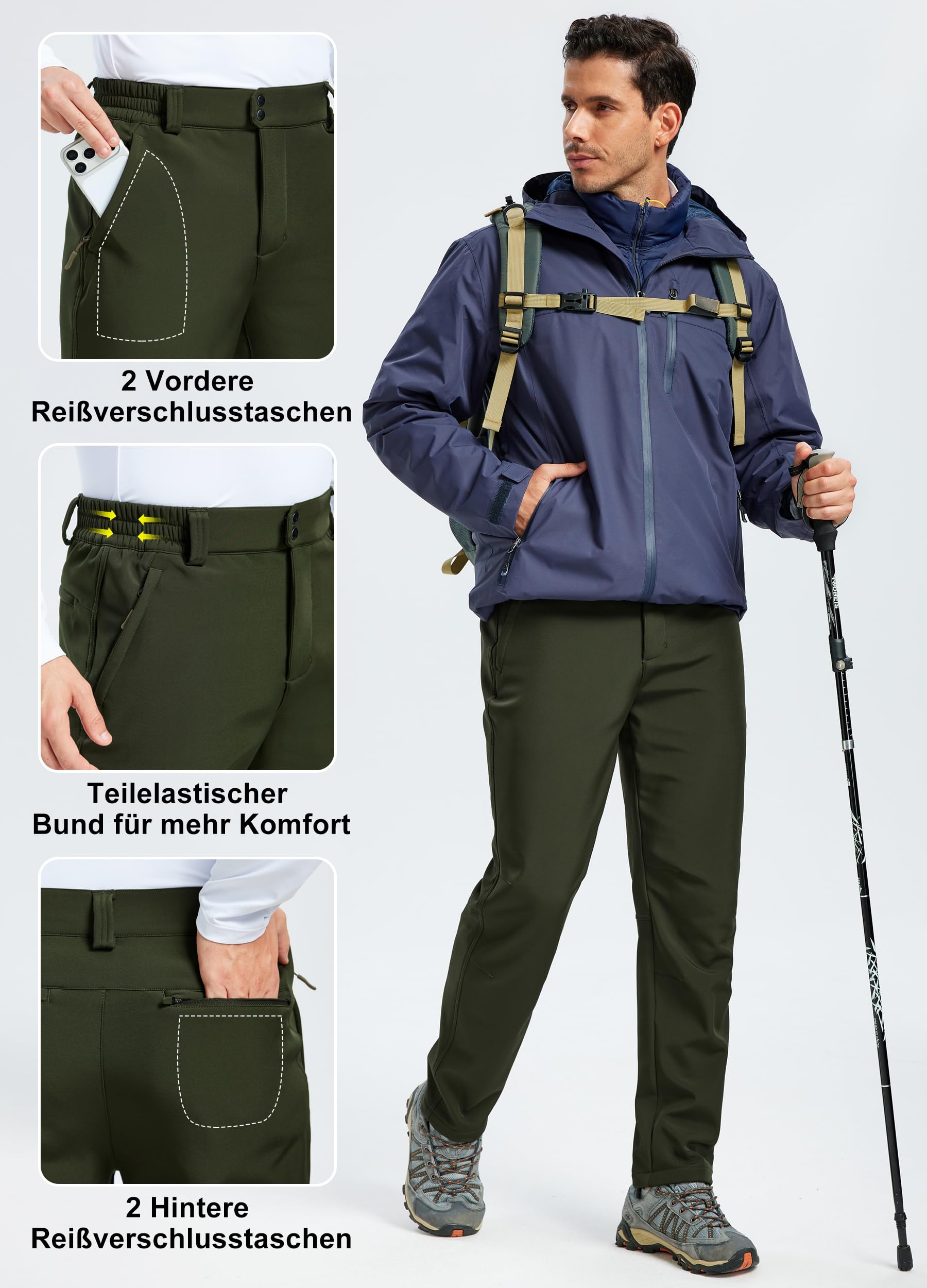 Libin Pantalón Térmico Softshell Hombre Esquí Senderismo