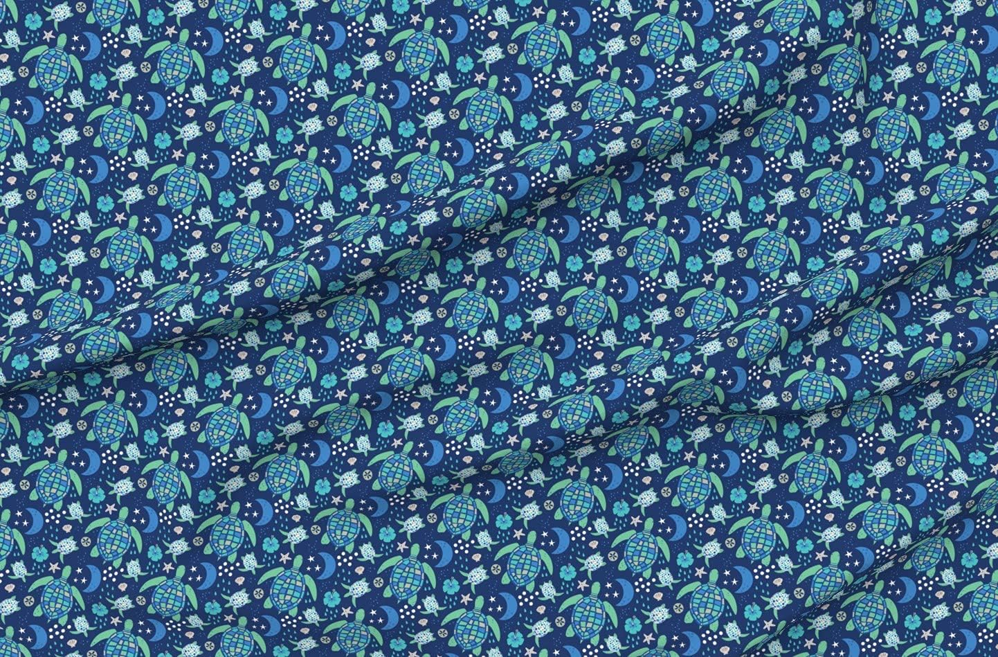 Spoonflower Fabric - Turtle Walk Ocean Sea Beach Life Nature Oceans Animal Printed on Cotton Poplin Fabric by The Yard - Sewing Shirting Quilting Dresses Apparel Crafts
