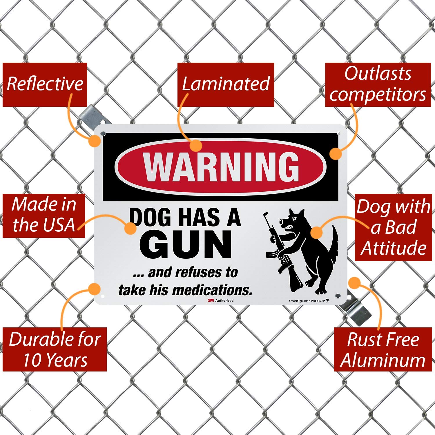 SmartSign 25,4 cm x 35,56 cm Dog Has A Gun and Refuses to Take