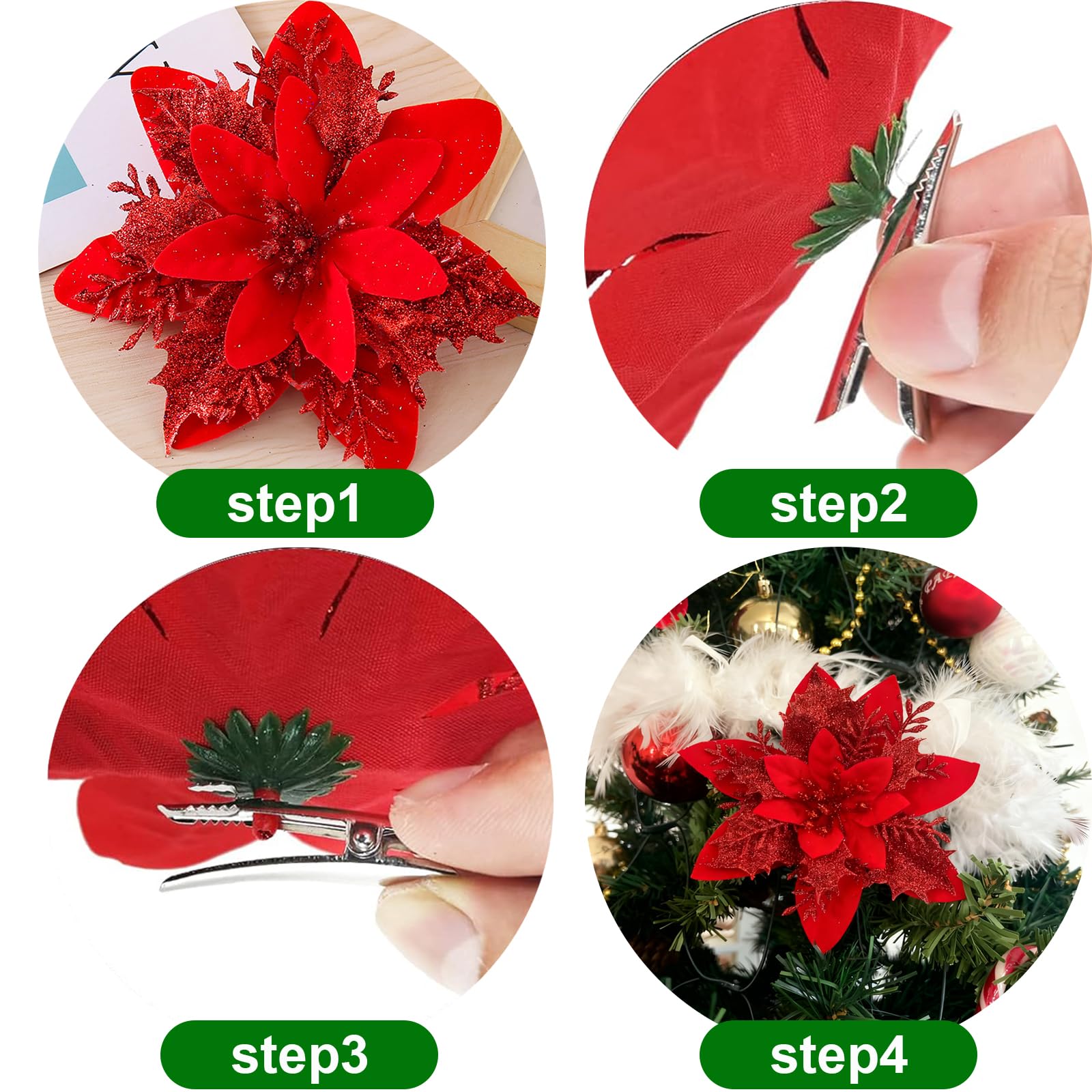 Amazon.de: NINESPRING 20 Pcs Weihnachten Kunstblumen,Weihnachtsstern  Knstlich Weihnachtsstern Blumen mit Clips,Kunstblumen Wie Echt fr  Weihnachten Hochzeitsfeier Neujahr, Rot(14CM)