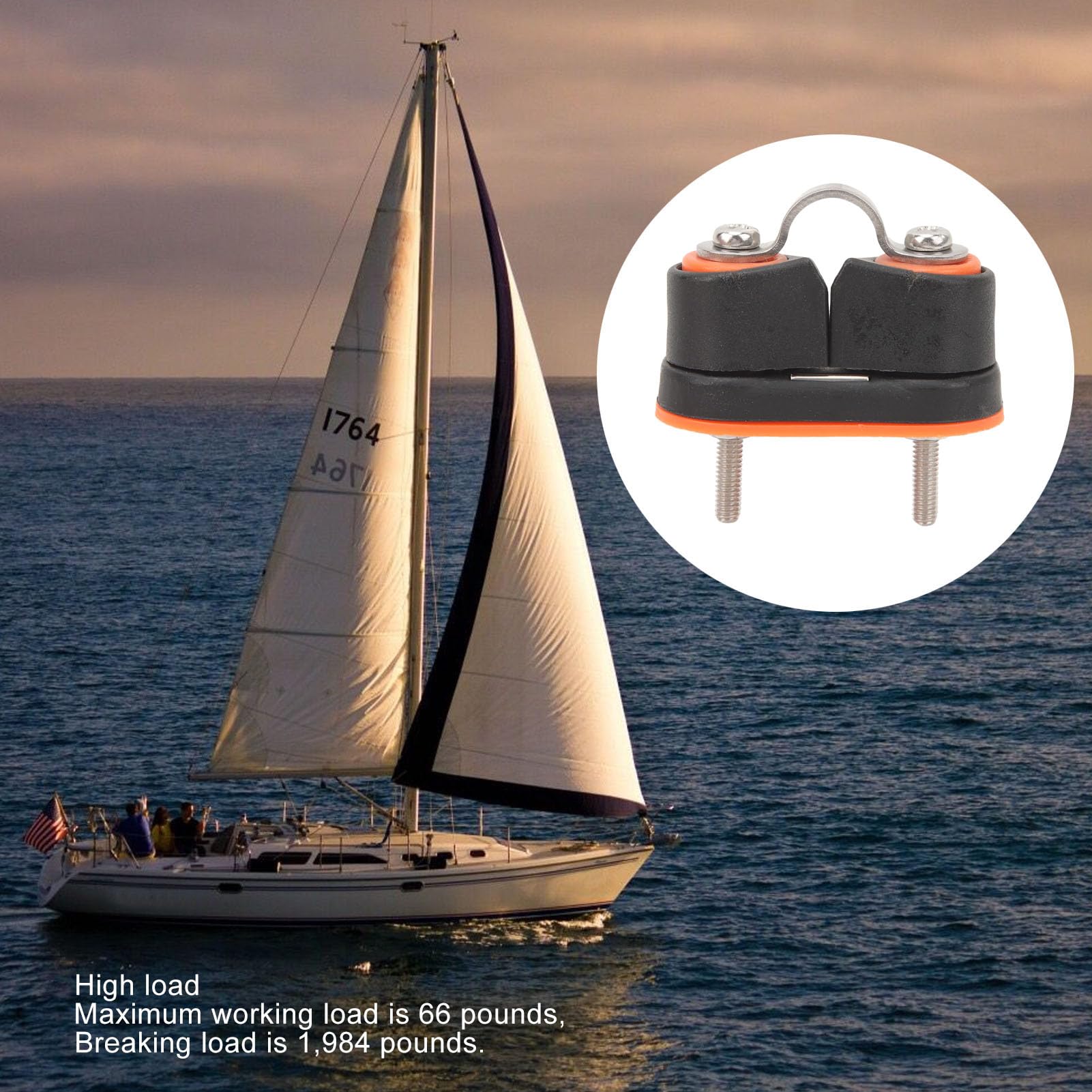 Estink Rope Cam Cleat, Nylon Ball Bearing Cam Cleats Fairlead for Sailing, Kayaking, Canoeing, Dinghy, Maximum Working Load: 66lbs (Small Size (3?6mm))