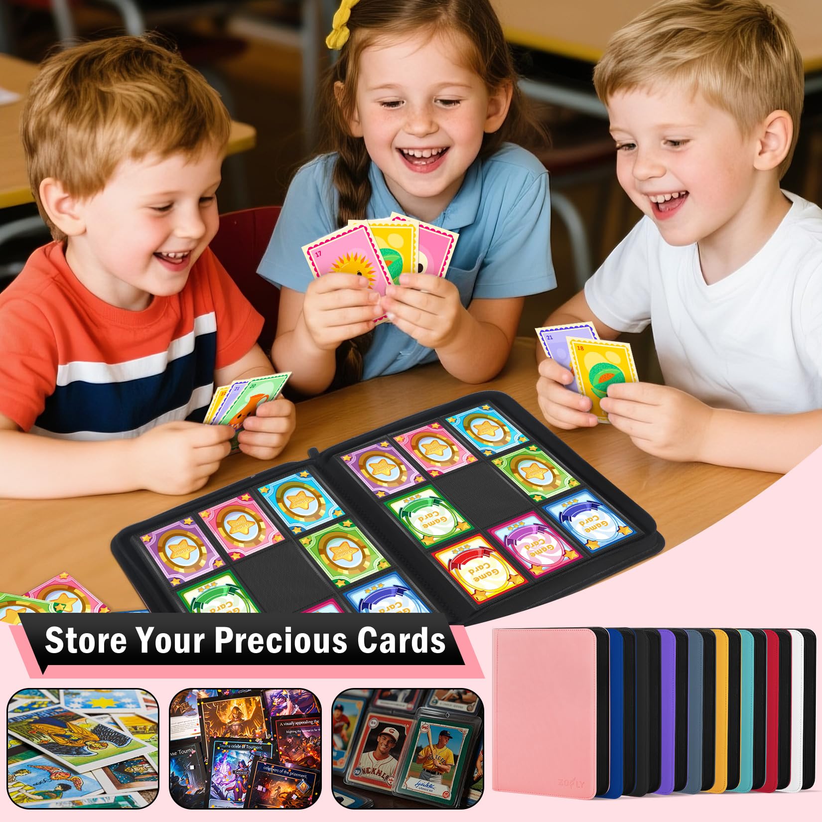 Carpeta de 9 bolsillos con cremallera, 540 tarjetas, álbum de almacenamiento de tarjetas de béisbol premium, 30 páginas de carga lateral, carpeta para juegos coleccionables, deportes, TCG, rojo