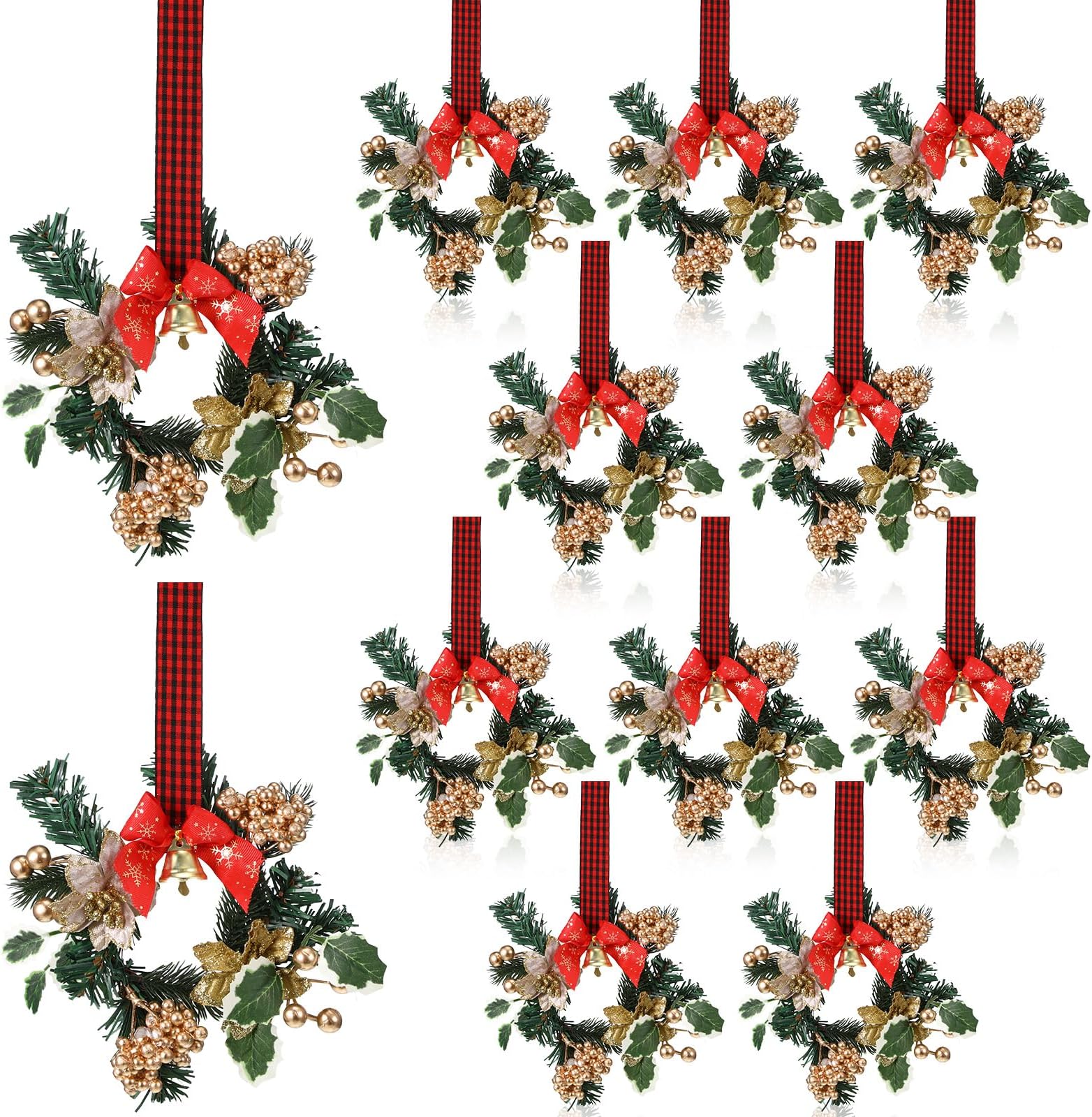 Amazon.com: Retrowavy 12 Pcs Christmas Kitchen Cabinet Wreaths with ...