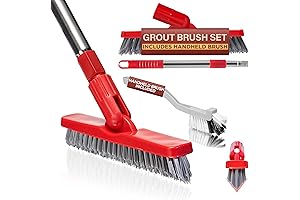 Best Grout Brush with Long Handle & Stiff Bristle Scrubber