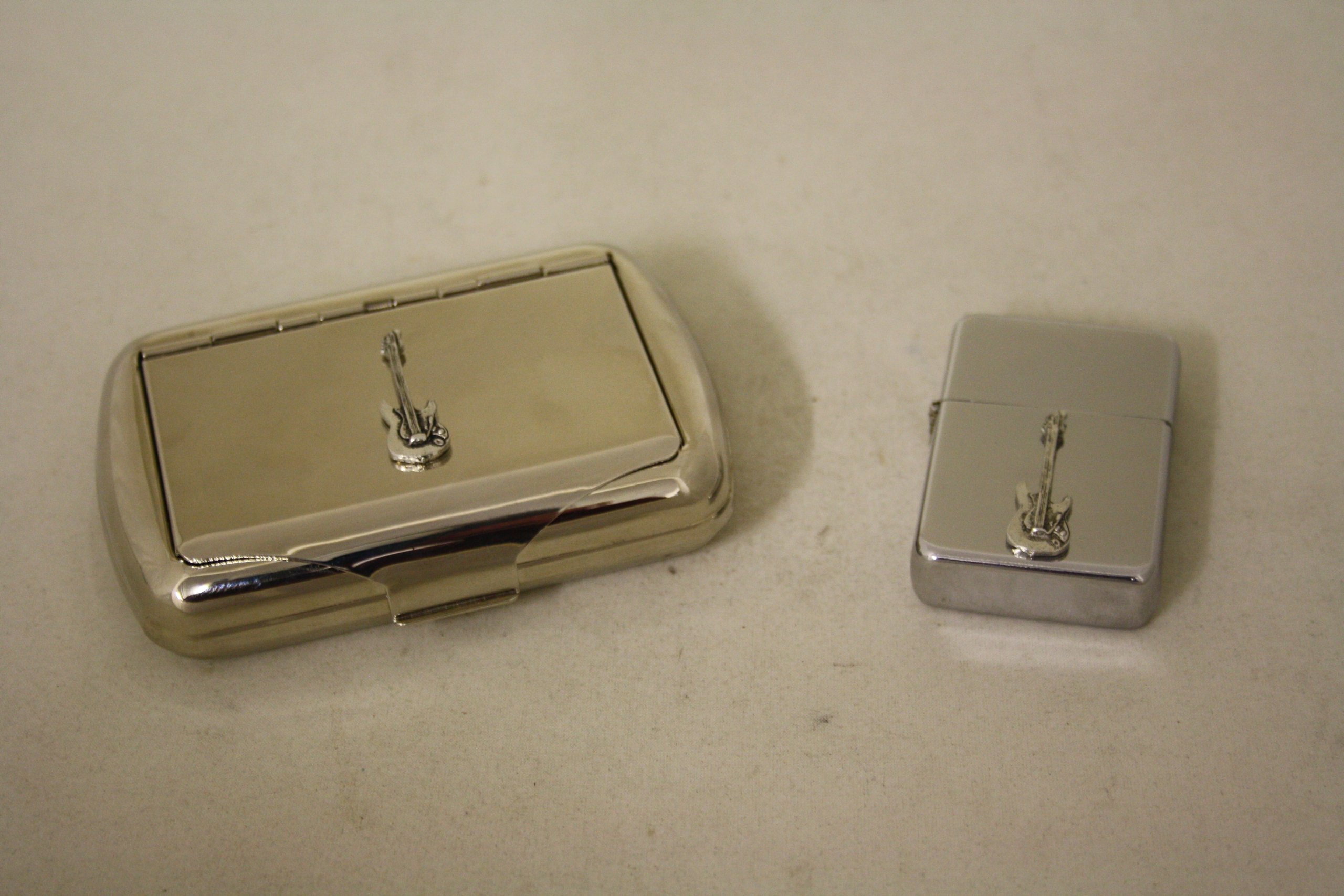 Knight Guitar Tobacco Tin And Stormproof Lighter