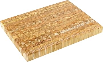 Larch Wood Canada End Grain Medium Cutting Board, Handcrafted for Professional Chefs & Home Cooking, 17-3/4" x 13-1/2" x 1-5/8" Plus Larch Wood Beeswax and Mineral Oil Conditioner (1.6 oz/ 45g)