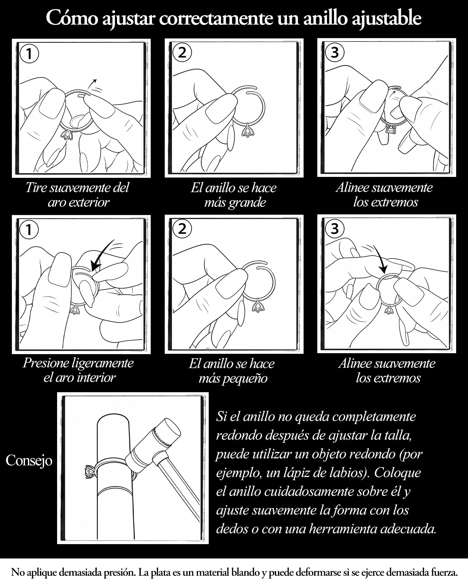 Messia Alianzas de Plata Pareja Anillos de Compromiso de Ley 925 Diseño Cruzado con Circonita Redonda Anillo Ajustables para Ella y Él Boda Aniversario Regalo
