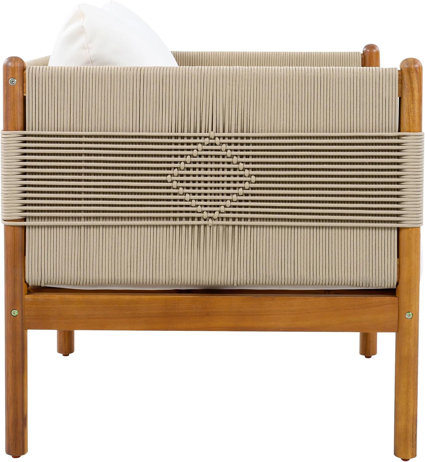Christopher Knight Home Lenor Acacia Wood Outdoor Loveseat Sofa, Solid Wood Patio 2 Seater Sofa with Removable Cushion, Comfy Lounge Sofa Outdoor for 2 People, Teak+Beige