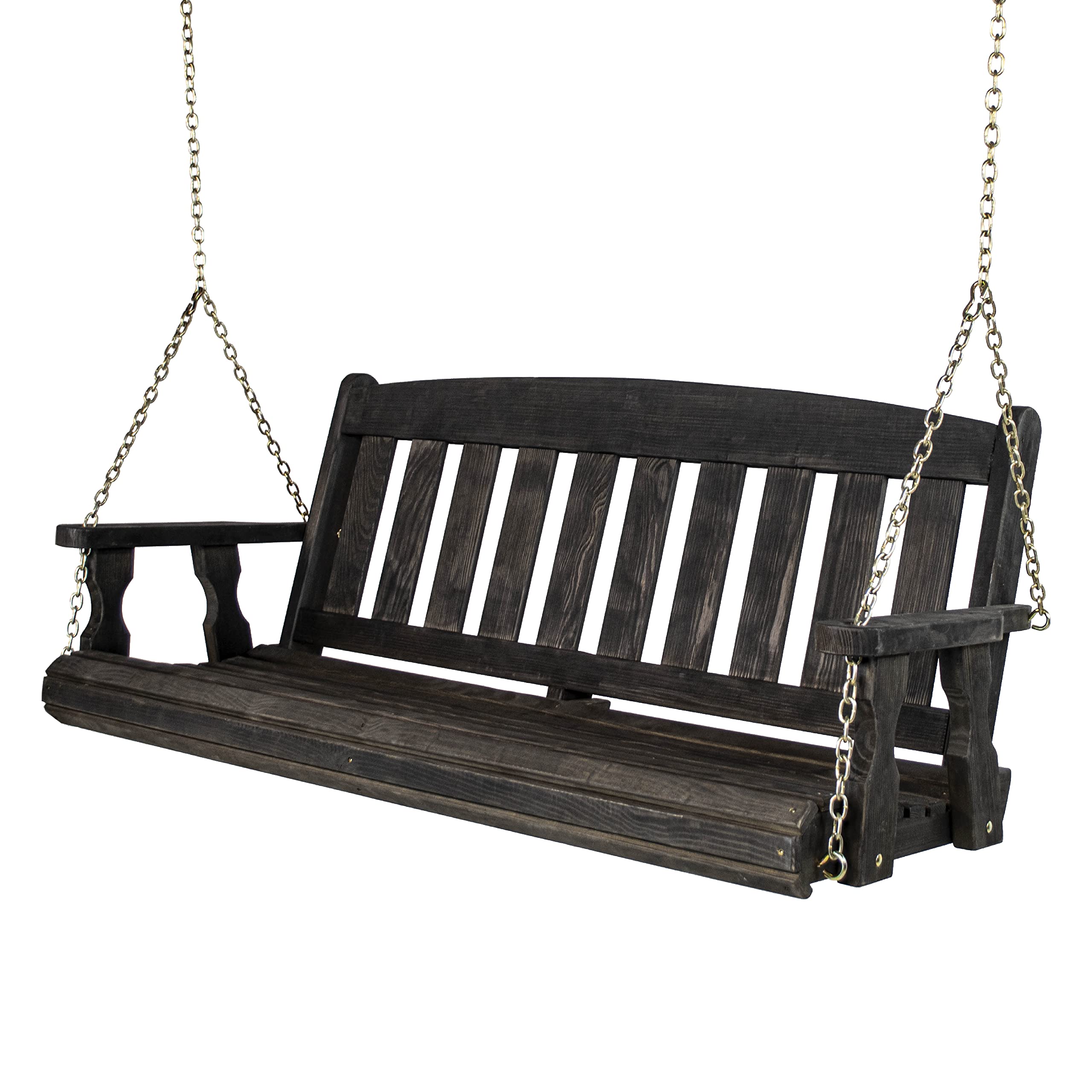 Amish Casual Heavy Duty 800 Lb Mission Treated Porch Swing with Hanging Chains (4 Foot, Semi-Solid Black Stain)