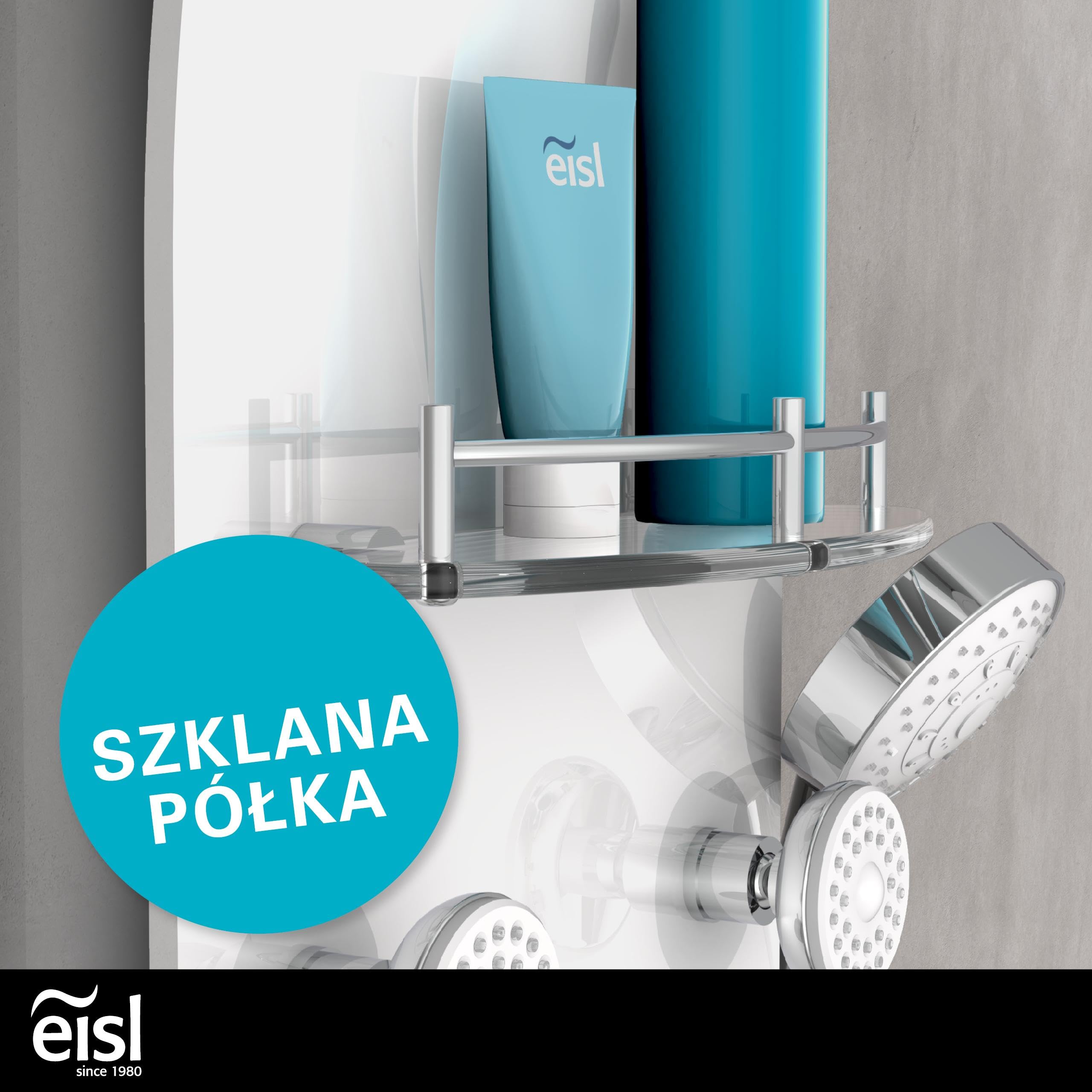 Caribbean Eisl panel prysznicowy wellness z 6 dyszami do masażu, kolorowe szkło bezpieczne, białe, ORSP-YMSBW