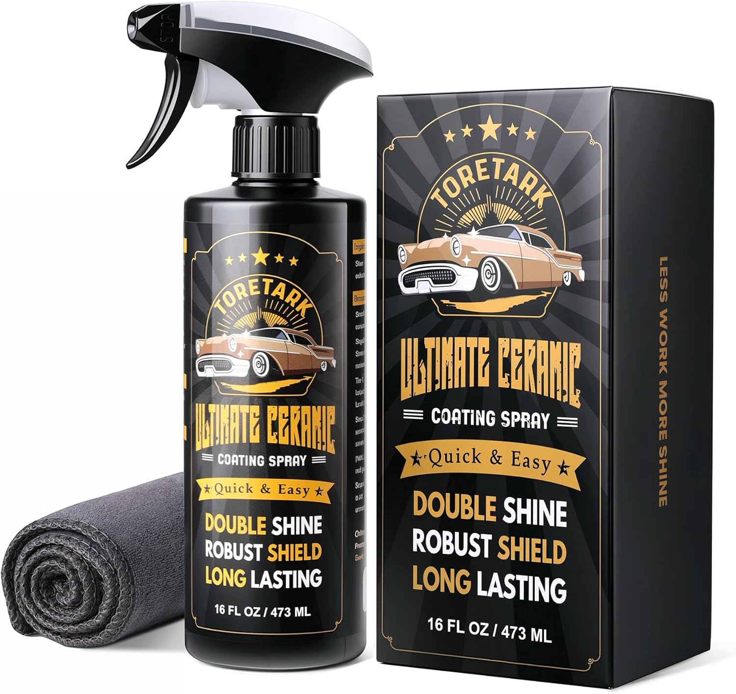 Carceracot Ceramic Coating for Cars (16 oz.), Unmatched Shine Nano Car Wax Coating Spray, No Pungent Smell, Quick Detailer Spray Wax, LONG LASTING Shiny Car Stuff with Microfiber Towel, Easy to Apply
