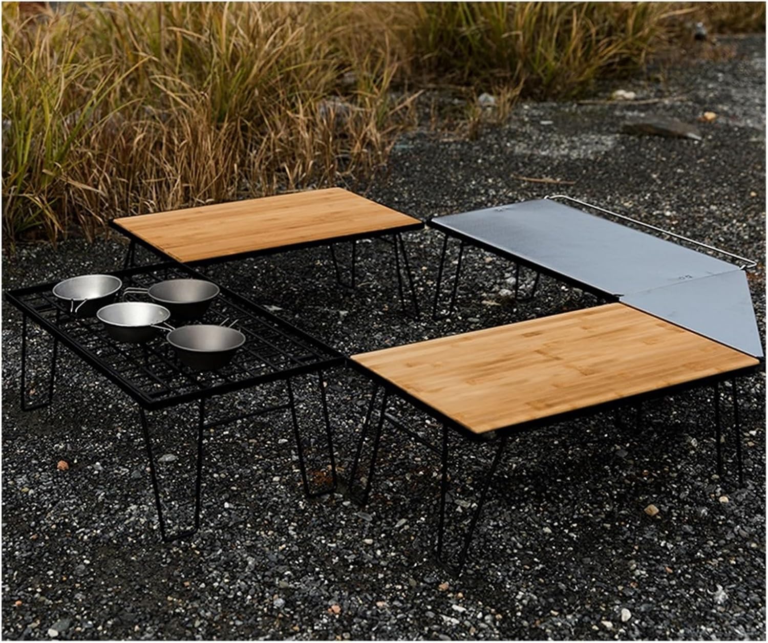 Folding Dining Table Camping Picnic Collapsible Multi-Functional Barbecue Picnic Table Outdoor Portable Steel Mesh Table Light Easy to Carry (Color : C)