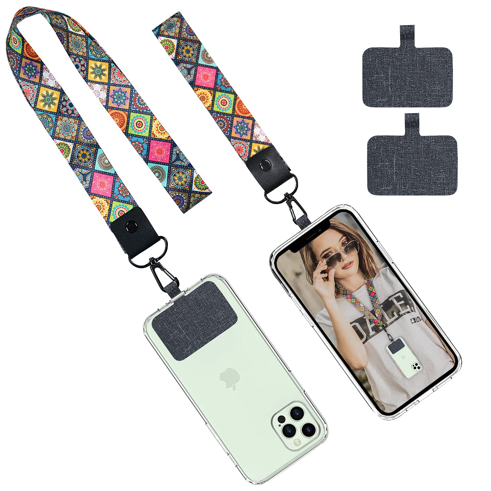 Delidigi Phone Lanyard Wrist Strap Stylish Neck Lanyard Wrist Strap Compatible with Most Smartphones for Women Girls(Boho)