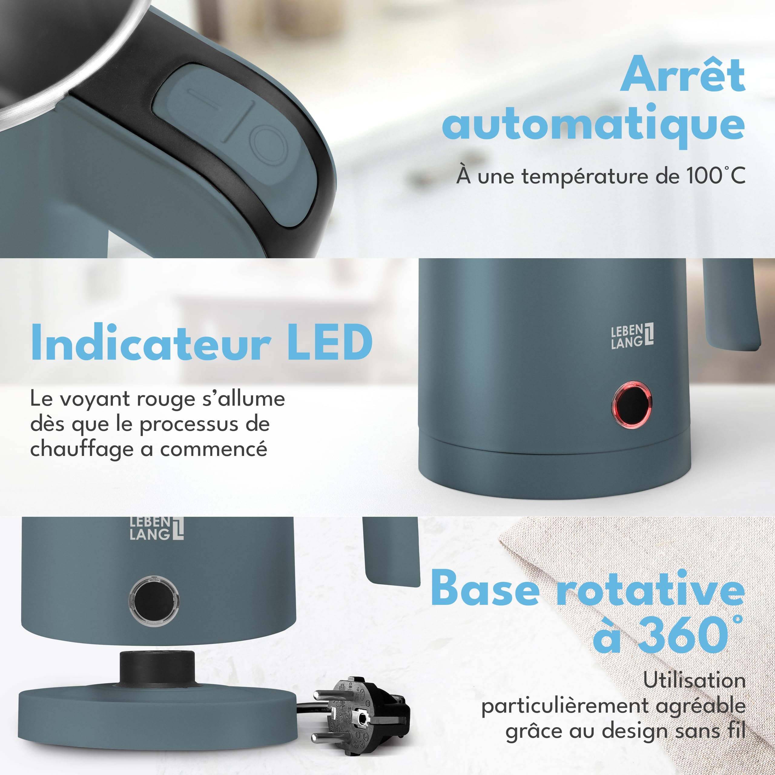 Mini bouilloire électrique en acier inoxydable 500ml 600W voyage blanc noir