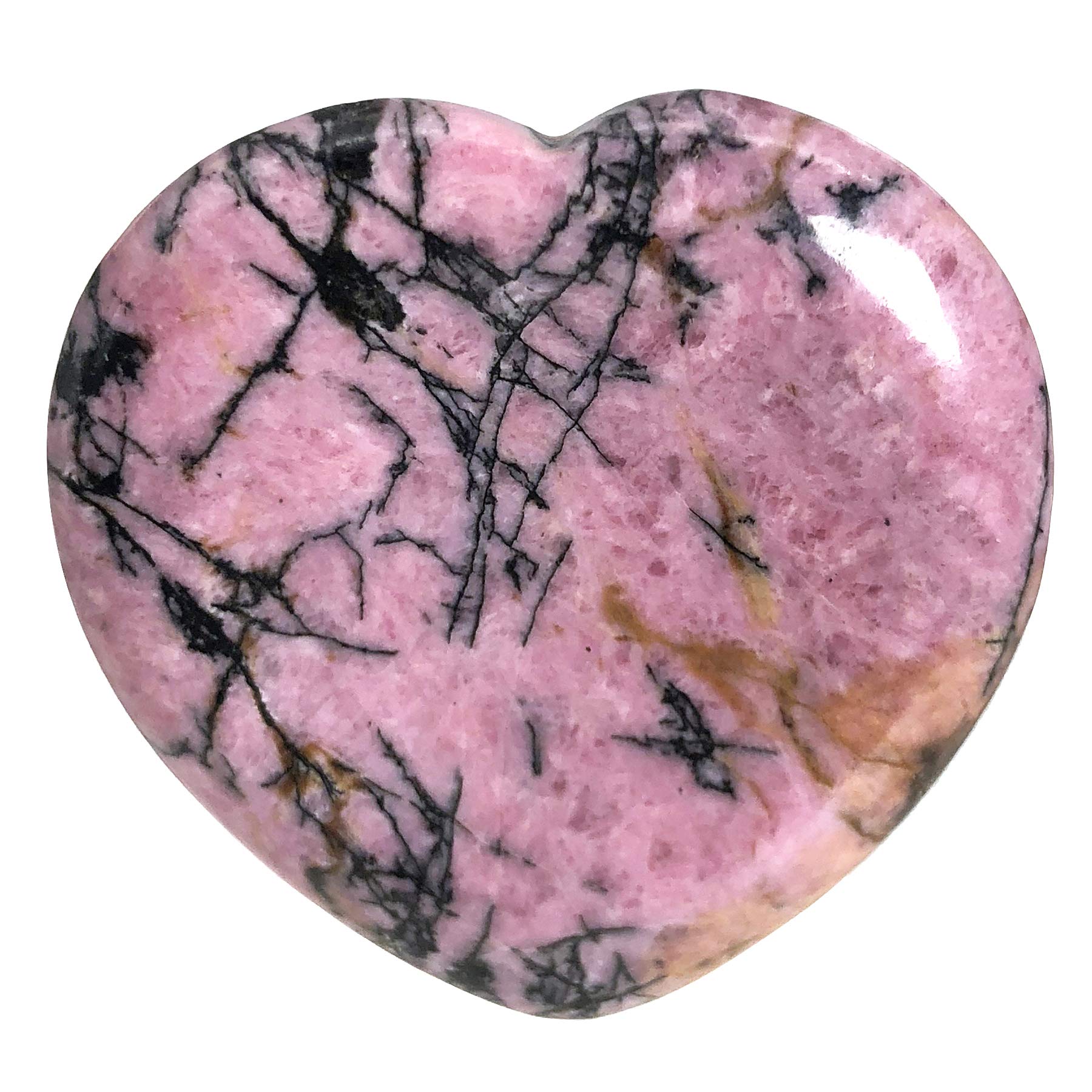 Rhodonite Stone 65mm Pink Yellow Rhodonite Heart Polished Natural
