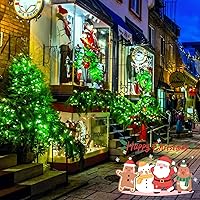 Vista 2 de JMEXSUSS Paquete de 4 luces solares de Navidad verdes, 400 luces LED solares de 132 pies para exteriores, impermeables, 8 modos de alambre de cobre