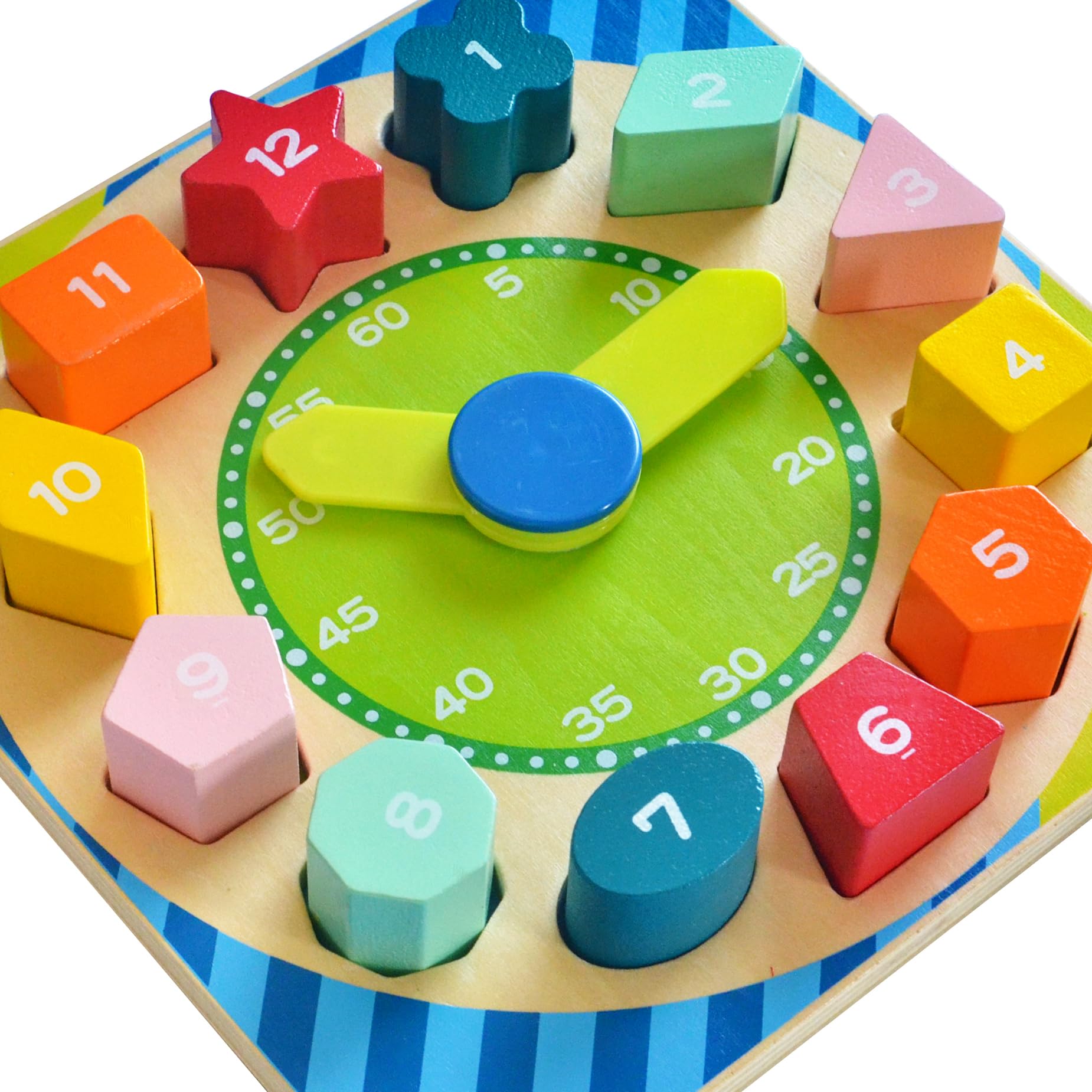 Orologio di Legno forma Smistatore di forme Puzzle giocattolo che insegna il tempo, il numero e le forme - Regali di Compleanno Educativi Montessori 18M+per Bambini