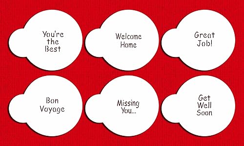 Designer Stencils Juego de plantillas de galletas con letras de estímulo, (eres el mejor - bienvenido a casa - gran trabajo - BON VOYAGE - Falta