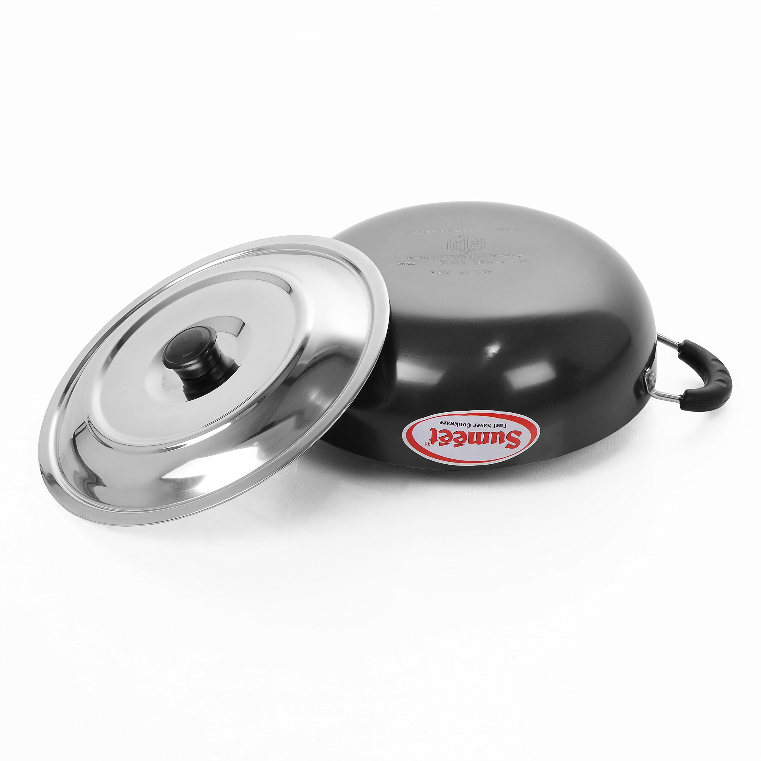 Sumeet 3Mm Hardanodised Deep Kadhai With S.S. Lid. No. - 14 26.5Cm Dia. 3 Ltr Capacity,Black - Image 4 thumbnail