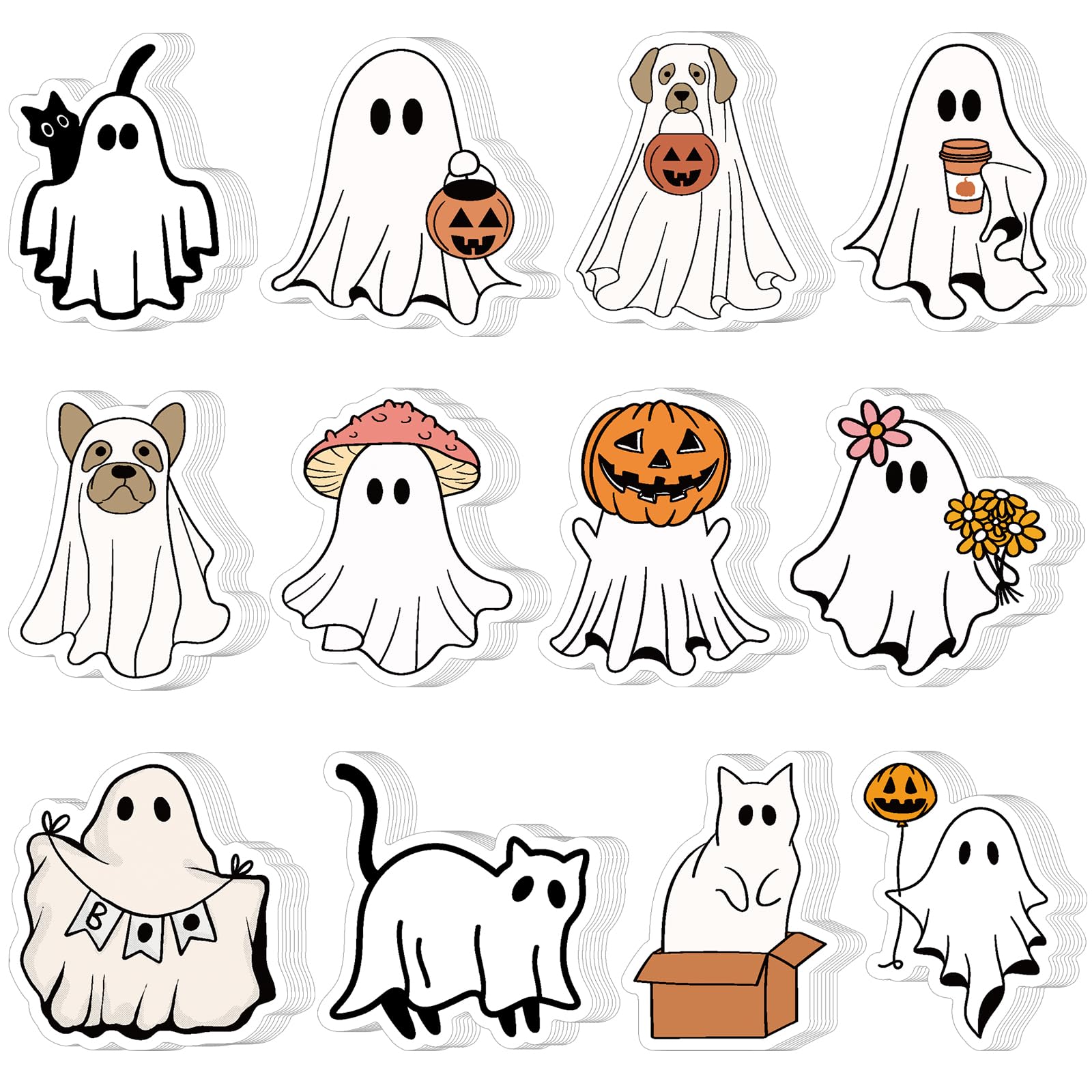 Yinder 24 Pads Halloween Ghost Boo Sticky Notes Kawaii Memo Office School