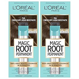 LOral Paris Magic Root Permanent Hair Color, 10 Minute Hair Dye Kit to Rescue Roots with 100% Gray Hair Coverage, 5A Medium Ash Brown, 2 Pack (Packaging May Vary)