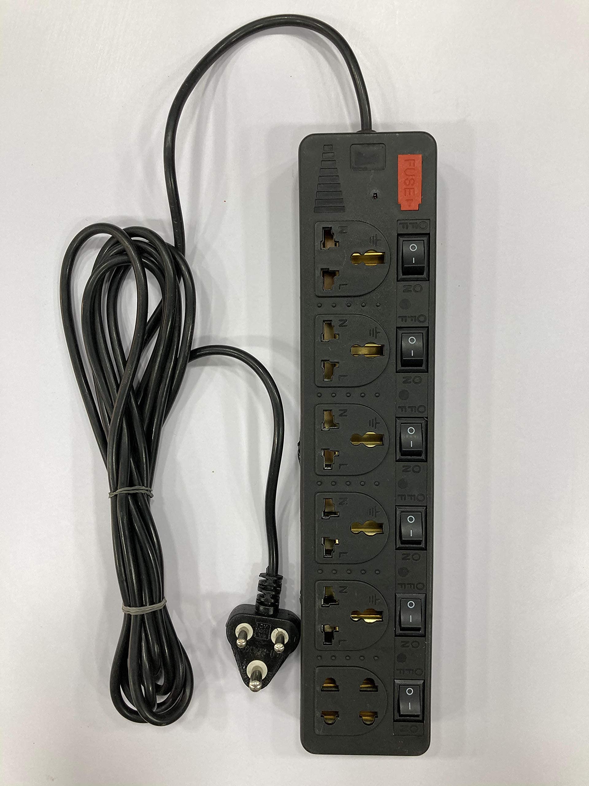 Heavy Duty 3 Meter Long Wire Extension Cord 6 AMP-250 Volts 6+1 Surge Protector/Computer Spike/Compute Strip/Extension Board with LED Indicator and Fuse Protection-image-49