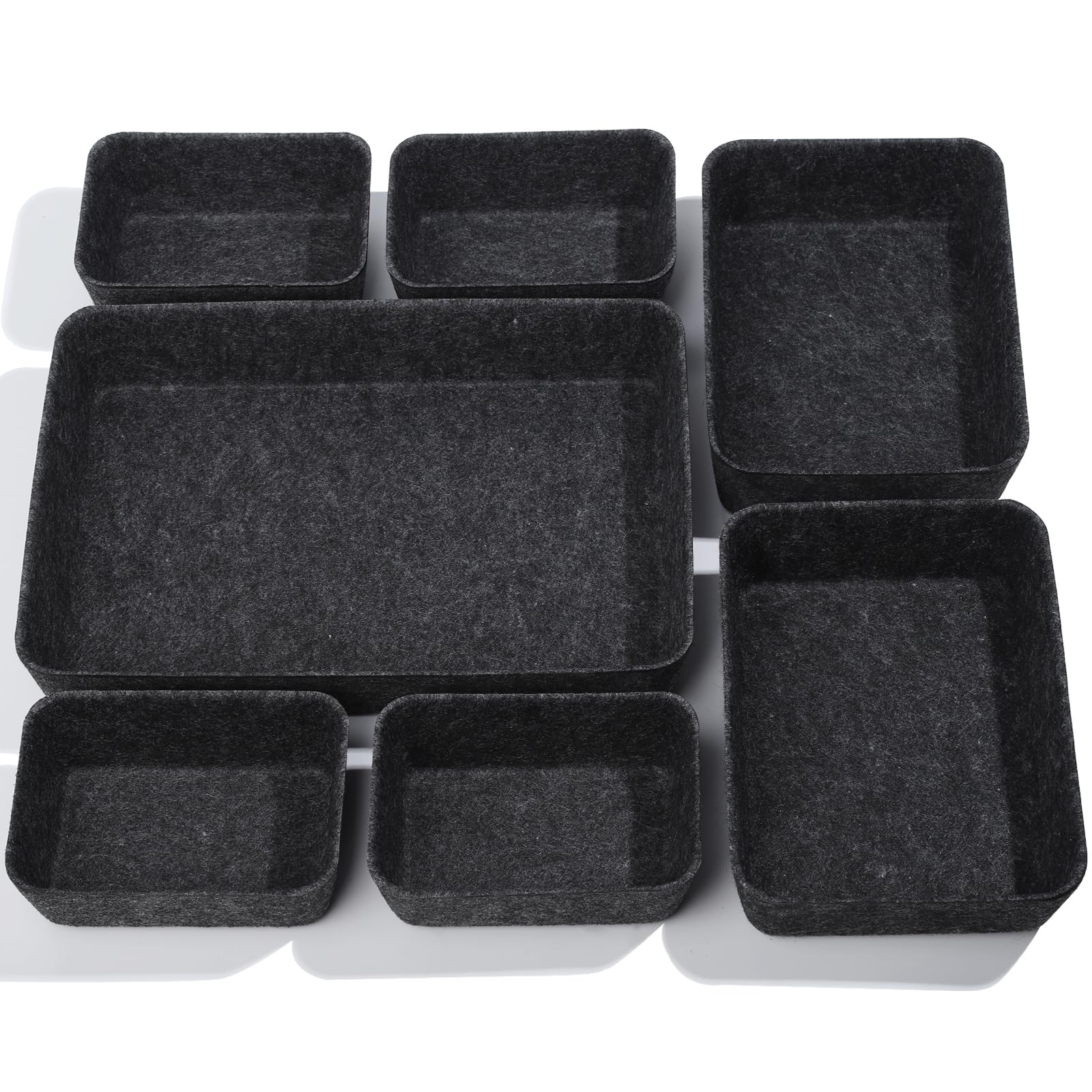 HNYYZL Desk Drawer Organizer,7 Pack Felt Drawer Organizer Shallow Drawer Organizers Felt Storage Bins,Desk organizer trays (Gray)