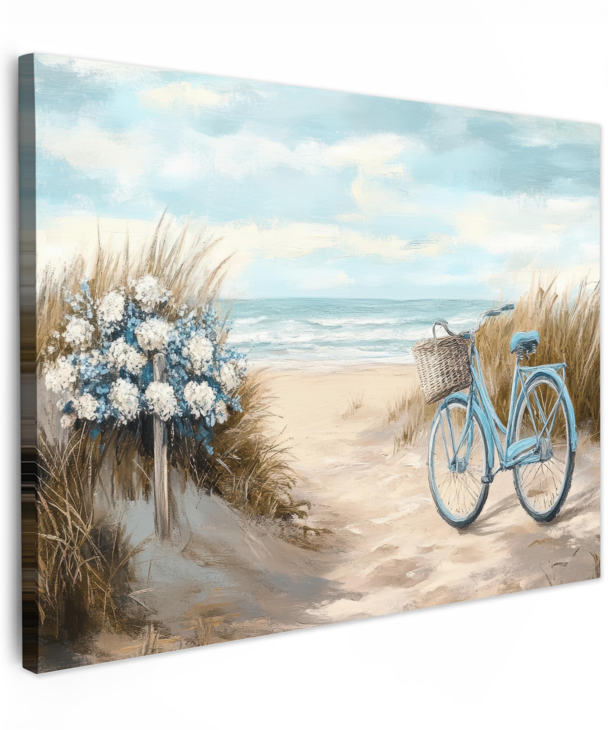 MuchoWow© Canvas Wall Art 31"x24" / 80x60 cm Decor Prints for Living Room Decorative Canvases Hall Artwork Beach - Sea - Bike - Vintage - Flowers