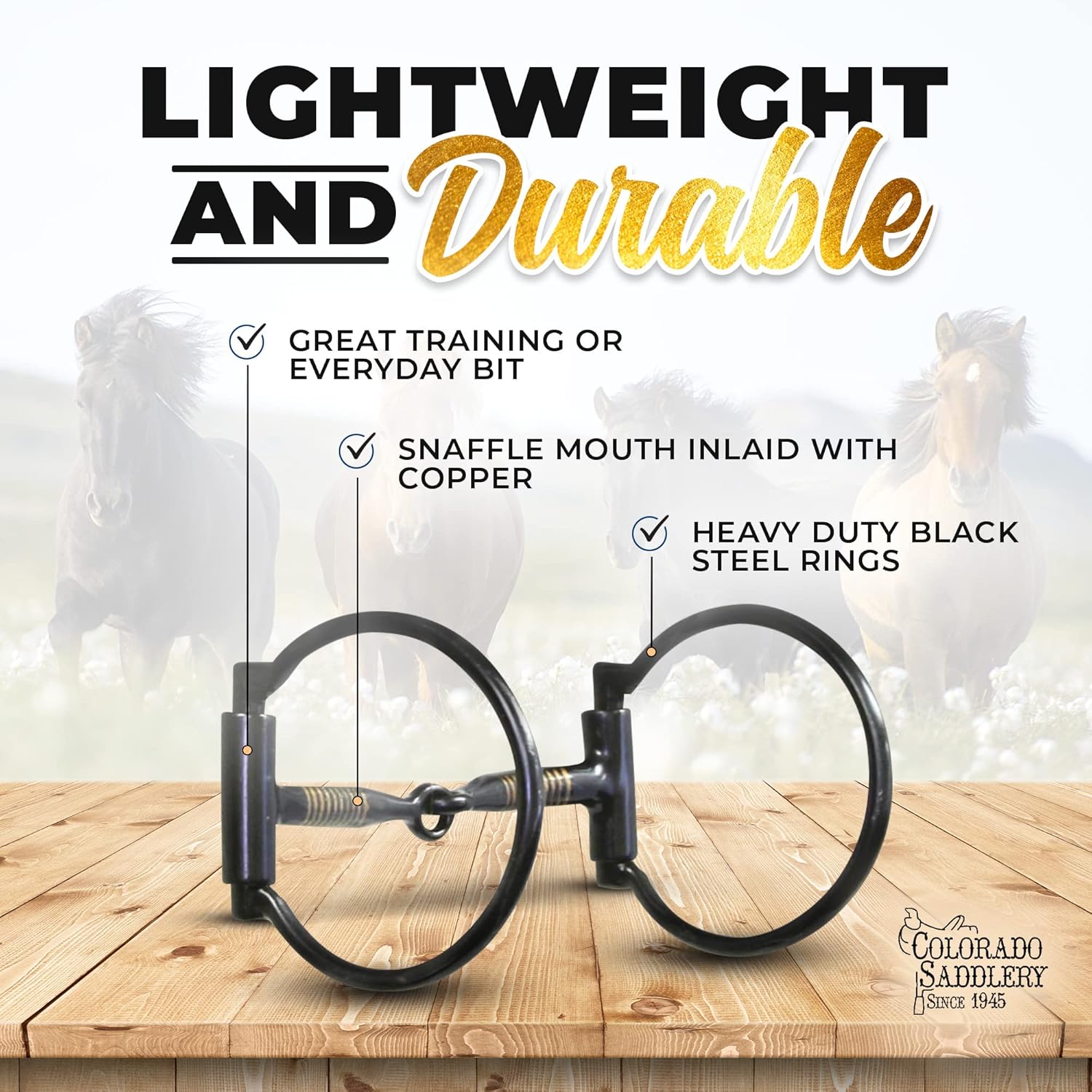 The Colorado Saddlery Steel Ring Snaffle Bit, Black