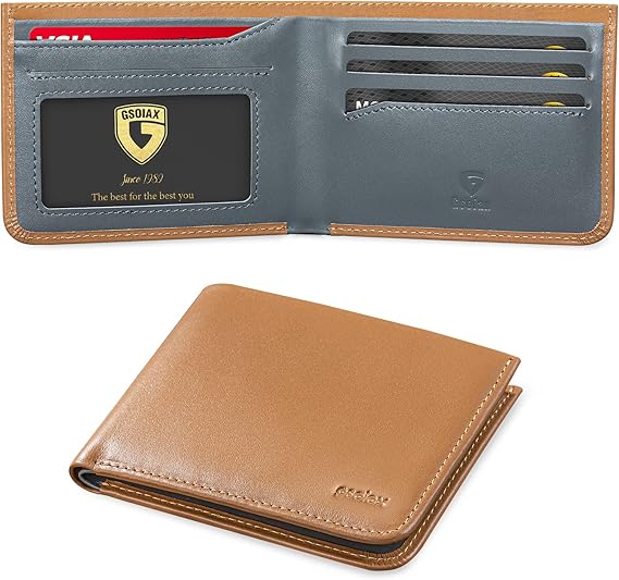 GSOIAX Hide & Seek Thin Wallet For Men Made of Cowhide RFID