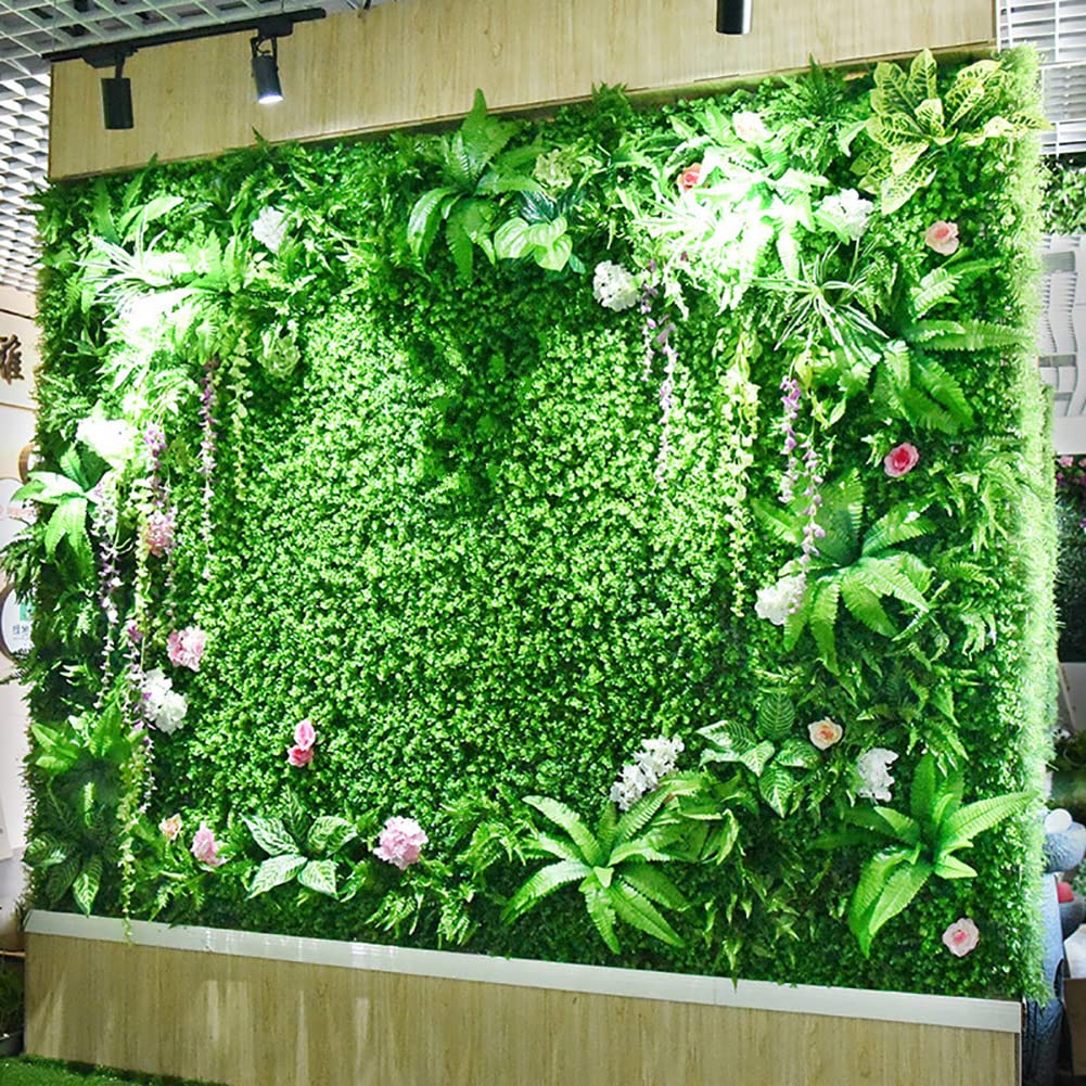 18 PCS Artificial Leaves Hedge Panels Hedge Wall Panels Artificial Grass Backdrop Wall 40 X 60cm 4cm Green Grass Wall for Decor Privacy Fence Indoor Outdoor Garden (Eucalyptus Light Green - Image 4