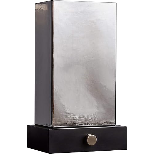 Amazon Brand – Stone & Beam Modern Table Lamp, 15"H, Black with Glass Smoked Shade