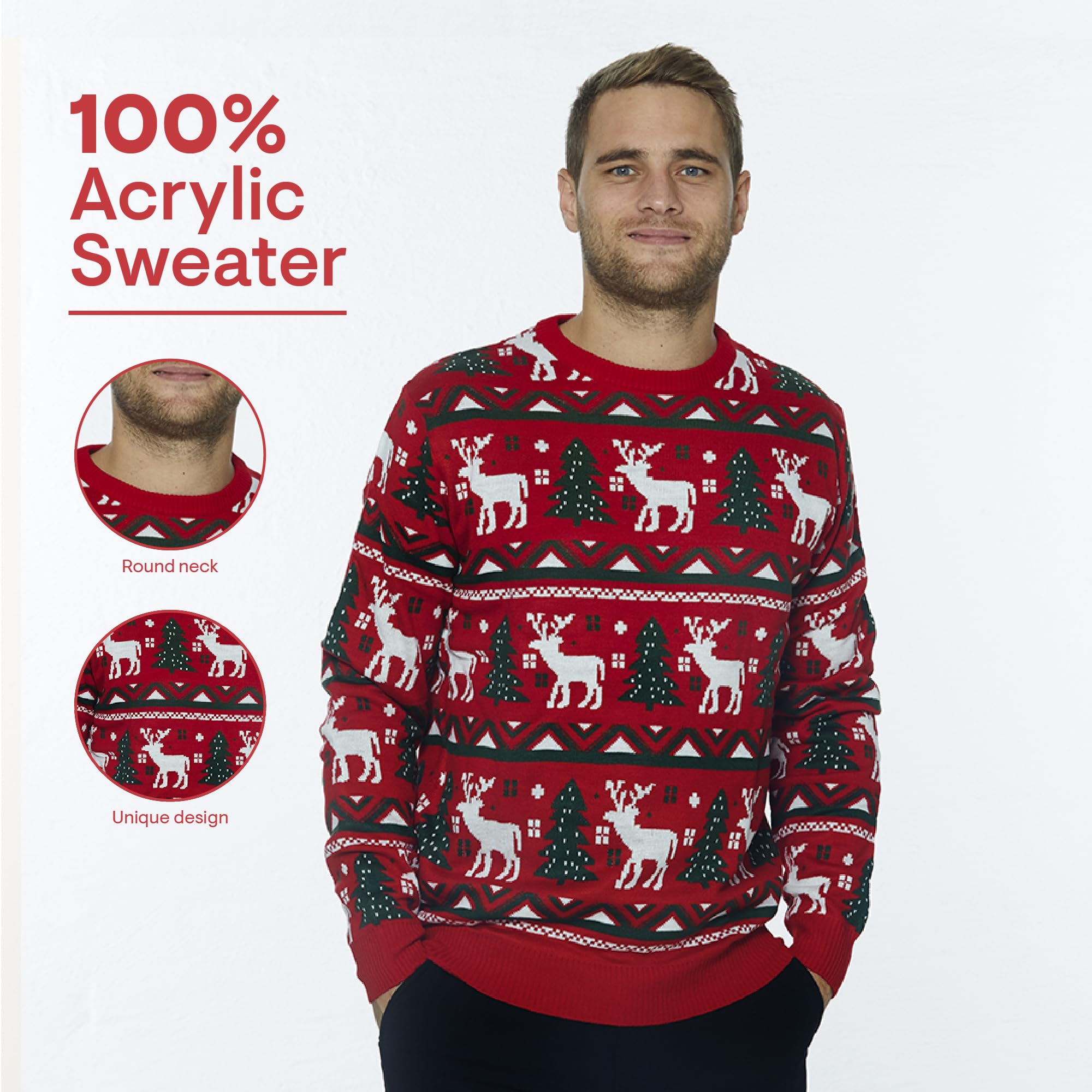 Weihnachtspullover Damen und Herren | Ugly Christmas Sweater | Unisex Hässliche Weihnachtspullover mit Rundhalsausschnit | Lustig Weihnachtspullover Familie Set