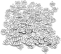 Vista 1 de heyous 100pcs Heart Shape Charms Handmade Metal Labels Printed Made With Love Tag Labels Carving DIY Craft Necklace Bracelets Keychain Jewelry