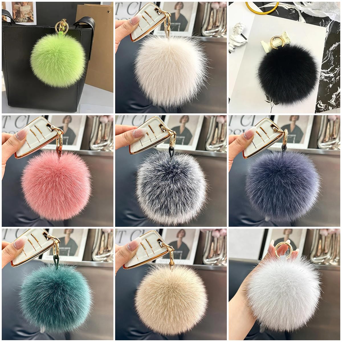 Llaveros Con Pompones Esponjosos, Llavero De Bolas Peludas De Peluche Suave Con Colgante De Pompón Para Llave, Bolso, Mochila, Regalo De Fiesta