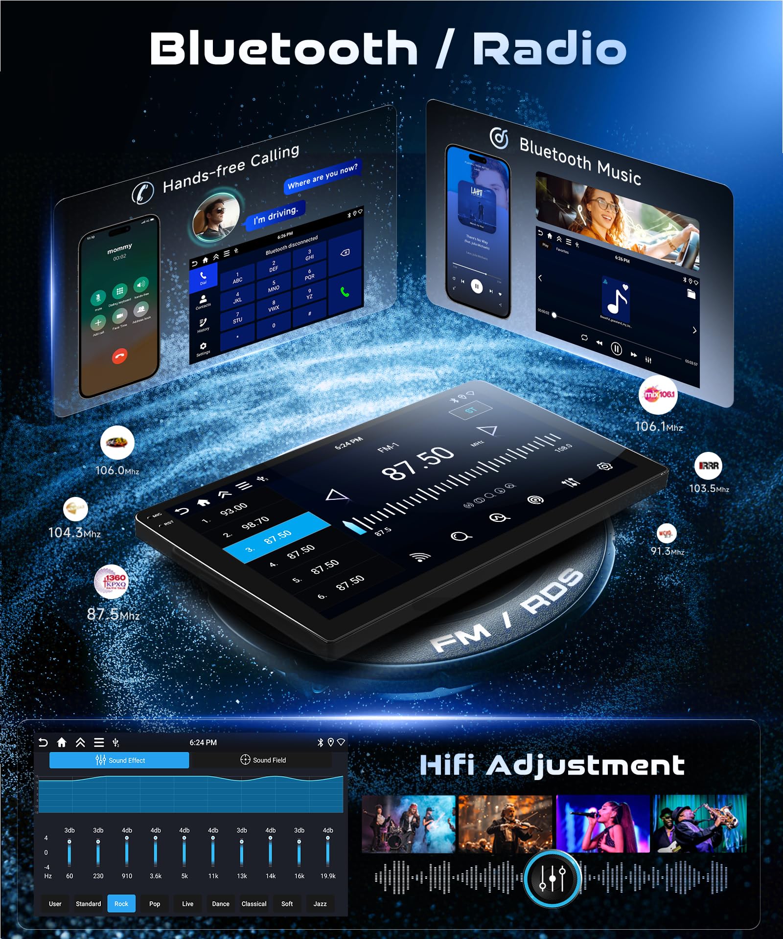 4G 128G VECHTEL 9" Radio para Coche con Bluetooth para Ford Kuga（Escape 2008-2012 Carplay Android Auto,GPS,RDS/FM Radio con cámara de visión Trasera
