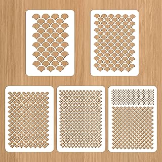 5Pcs Fish Scale Stencil, Face Painting Stencils Stencils for Painting Makeup Stencil Face Paint Stencils Reusable Fish Scale Template Large Plastic Scale Wall Stencil for Painting on Wall Face Body