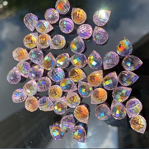 Miniatura 3 de 90 cuentas de cristal de lágrima de 0.315 pulgadas, cuentas de vidrio rosa brillante para fabricación de joyas, surtido de cuentas espaciadoras de