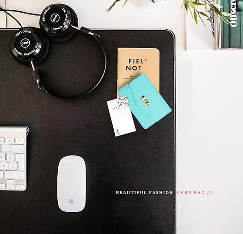 Miniatura 7 de FYY Soporte para tarjetas de visita hecho a mano de cuero de primera calidad tarjetero universal con cierre magnético 30 fotos de tarjetas verde