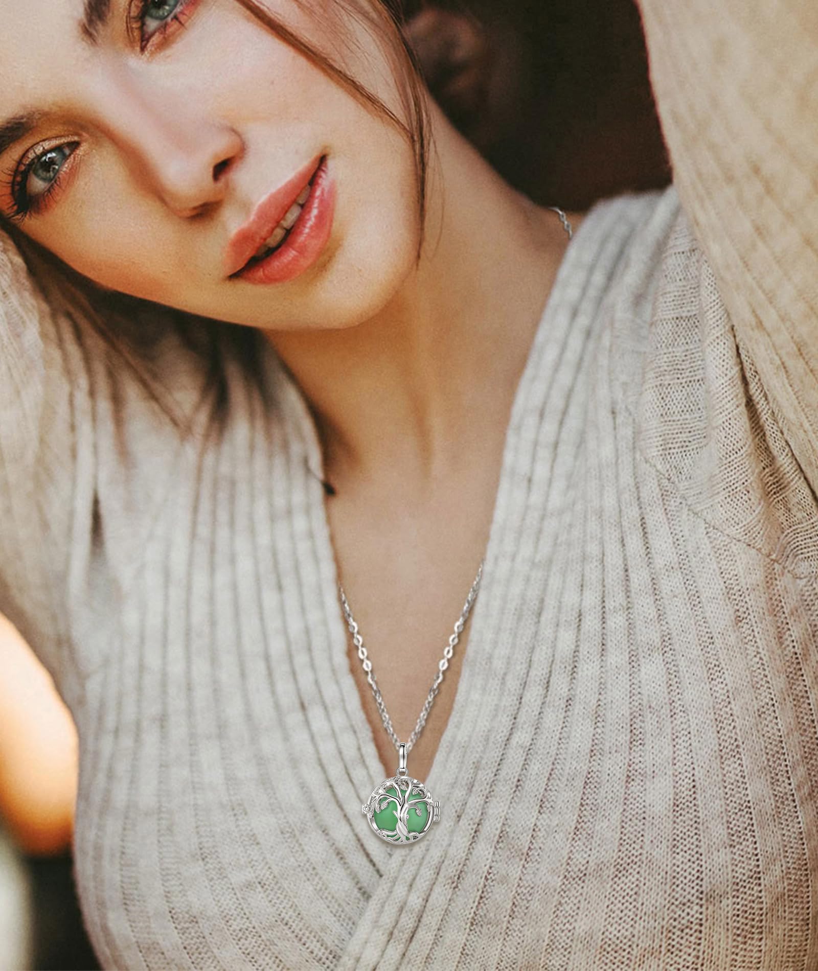 INFUSEU Collar Árbol De La Vida, Piedra Natural Cristal Colgante Mujer Arbol De La Vida Joyería Cristales Curativos Varias Piedras Intercambiables Bruja Mágica Proteccion Regalos para Mamá Mujer