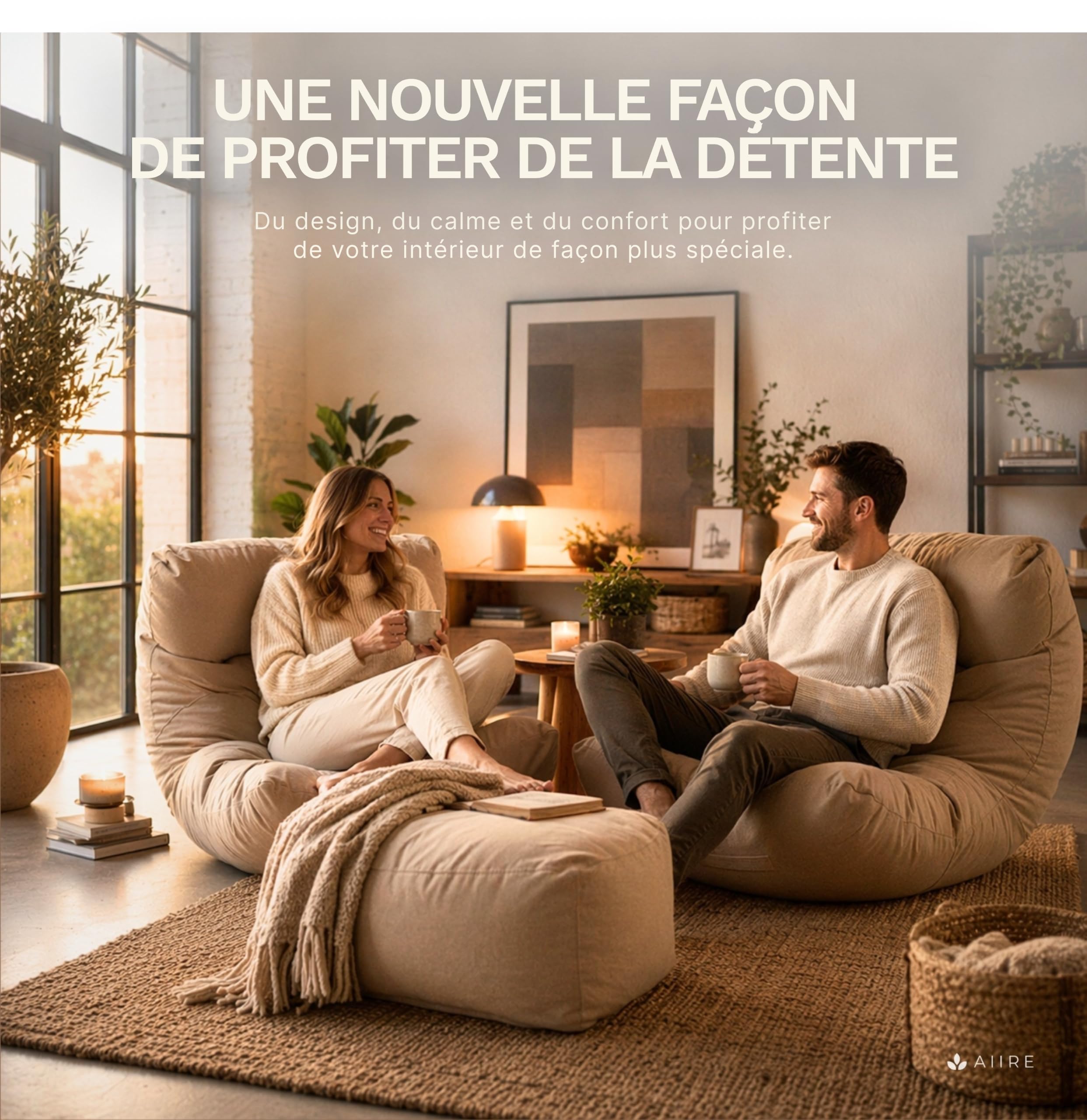 Aiire Housse Pouf Salon Moderne - Fauteuil Pouffe Géant Interieur Adulte ou Ado sans Remplissage pour Décoration de la Chambre – Gros Bean Bag Chair Enfant XXL