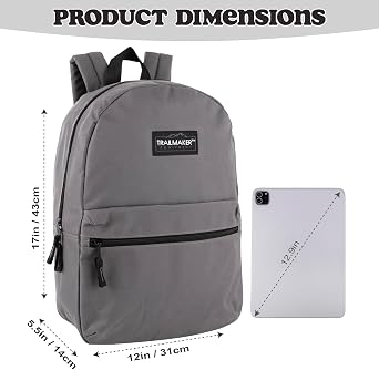 Trail maker Classic 17 inch Backpacks with Adjustable Padded Straps | School Backpacks for Girls, Boys