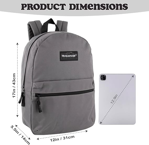 Trail maker Classic 17 inch Backpacks with Adjustable Padded Straps | School Backpacks for Girls, Boys