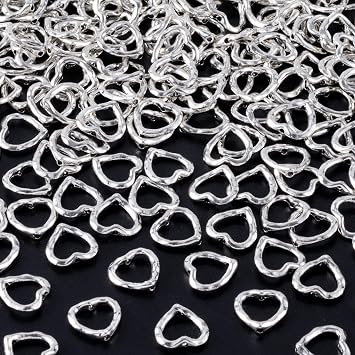 Joez Wonderful 50pcs Alloy Heart Bead Frame, 0.54x0.54in, Silver