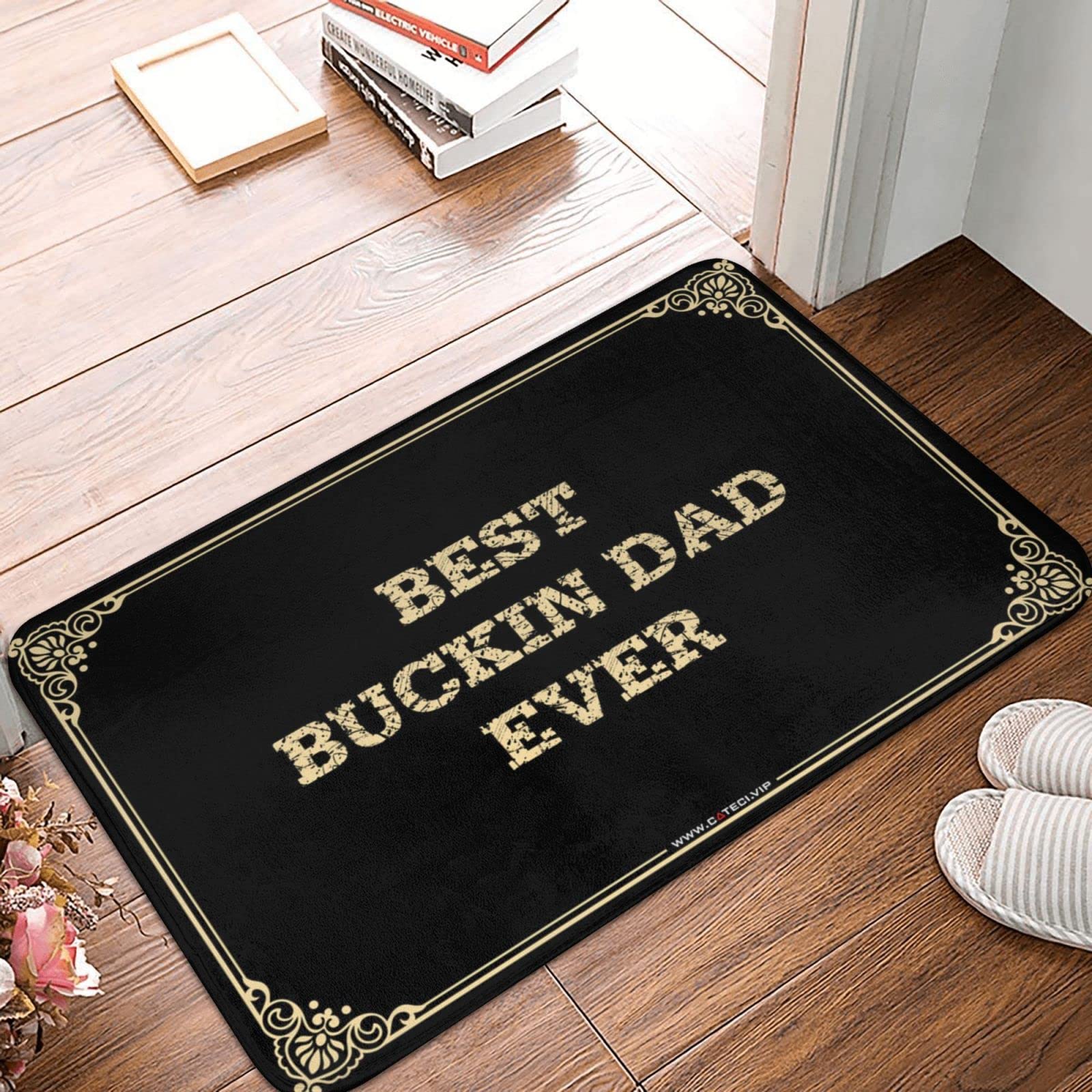 Tapis de porte d'intérieur Best Buckin Dad Ever : paillasson de cuisine rustique 65 x 90 cm