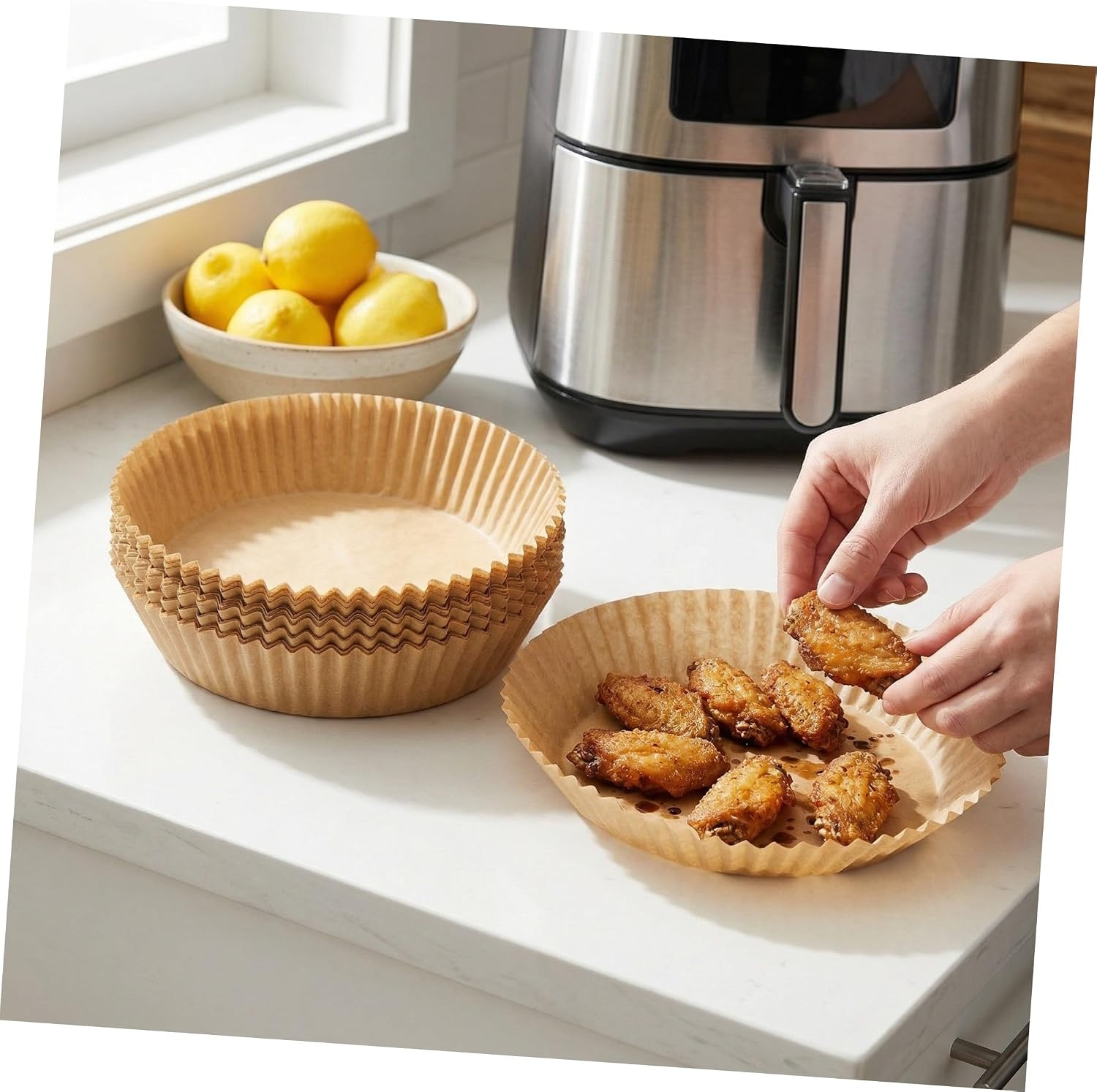 200pcs round Air Fryer Paper Liners Unbleached Greaseproof Parchment