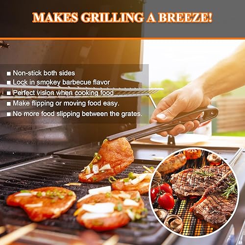 Miniatura 5 de Juego de 5 alfombrillas de malla para parrilla, accesorios reutilizables antiadherentes para verduras, pescado, parrilla, hojas para ahumar al aire