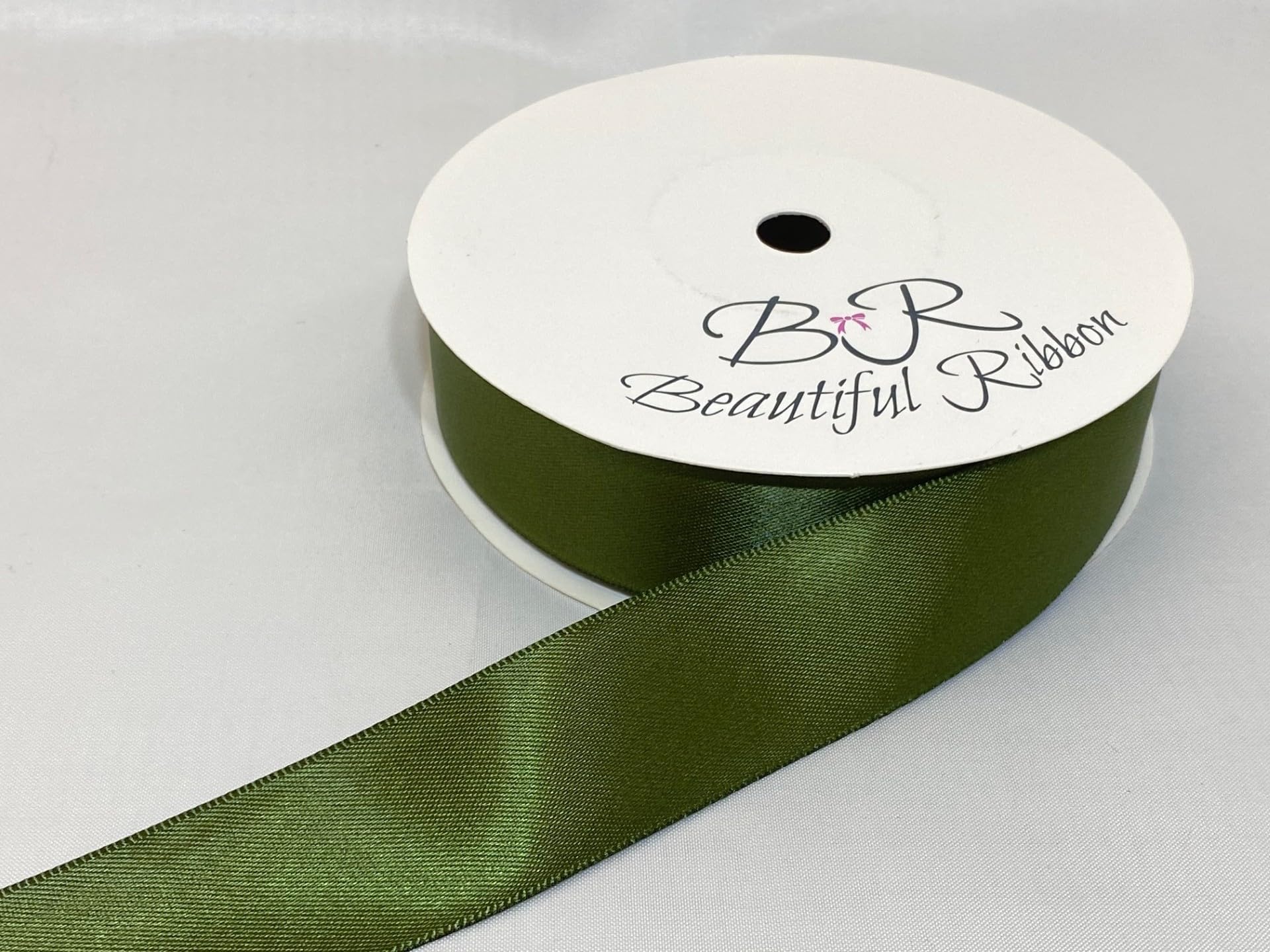 Beautiful Ribbon Olive 2 Metres (Cut From Reel) Of 25Mm Satin Ribbon Dark Green Double Sided 25 Mm 2.5Cm 1" 1 Inch