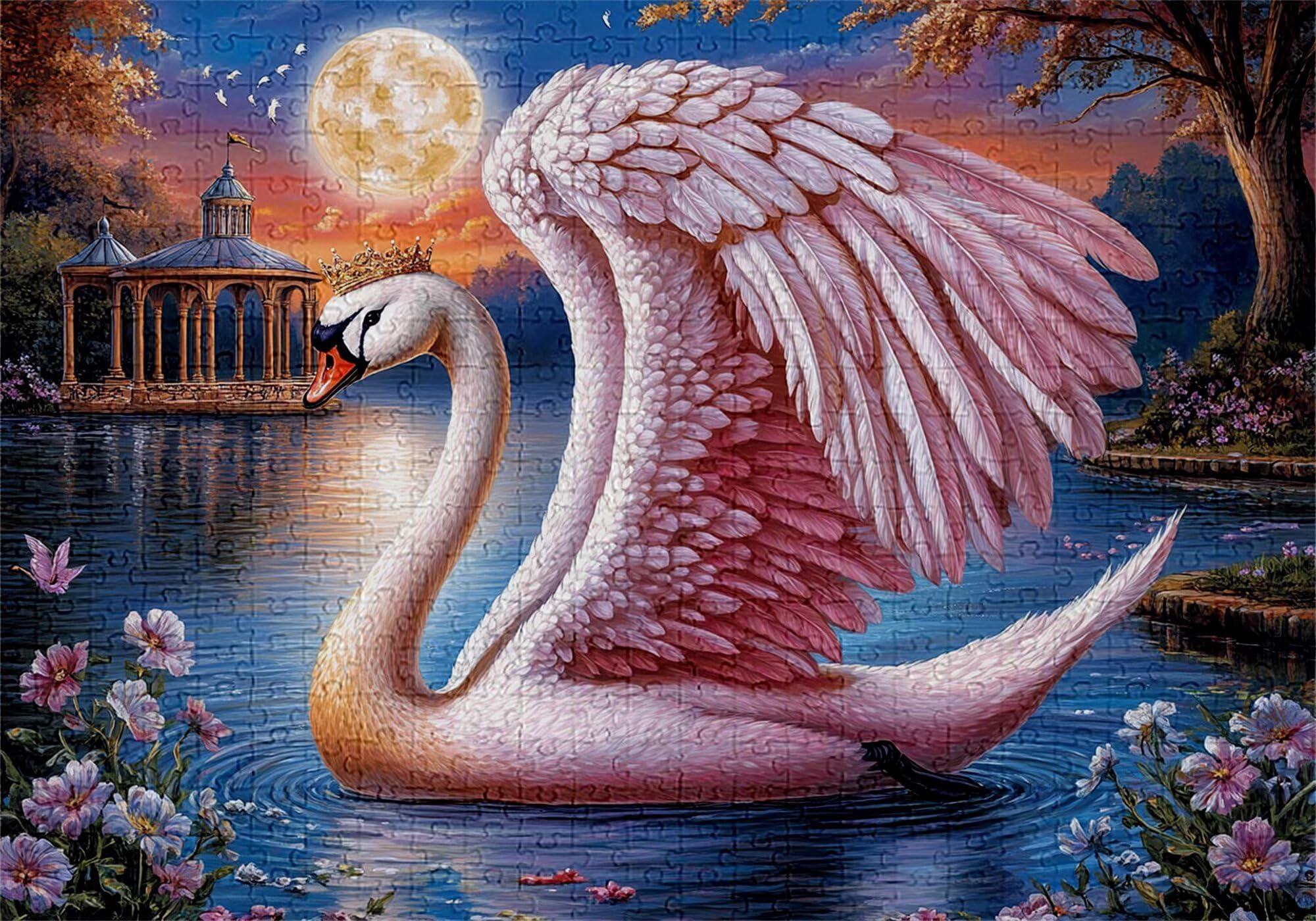 Puzzle 3000 elementów łabędź puzzle dla dorosłych księżyc 122 x 81 cm Unikalne rzemiosło klasyczne 3D drewniana układanka do rodzinnych gier aktywnych, układanka do samodzielnego wykonania nawet do