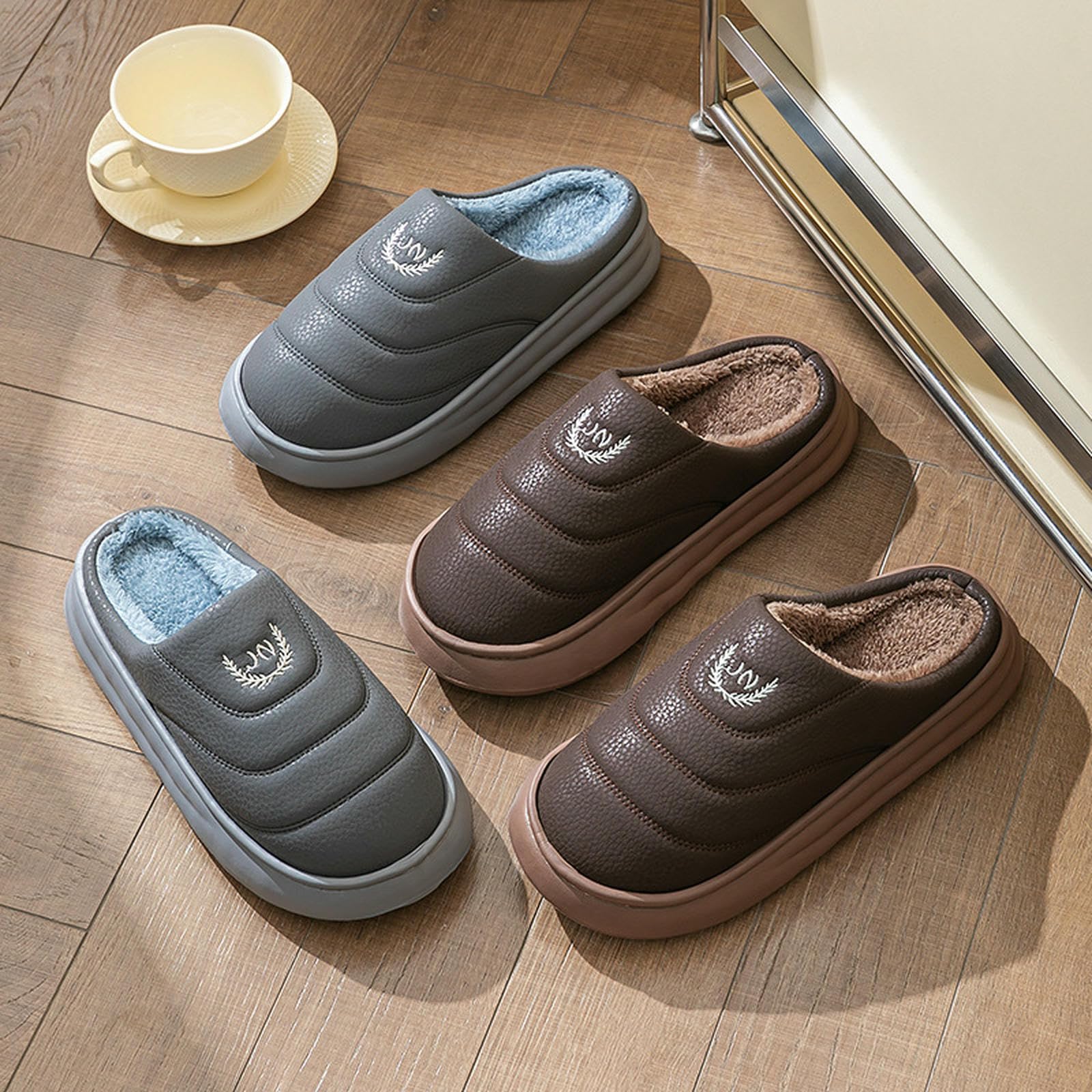 damskie kapcie duże rozmiary męskie bawełniane buty PU wodoodporne Casual Indoor Plus Velvet Home